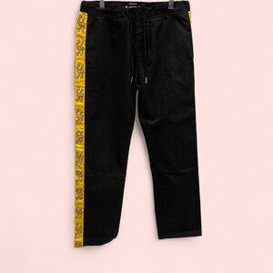 Forever 21 x Airwalk black twill elastic waist pants draw string skater pants